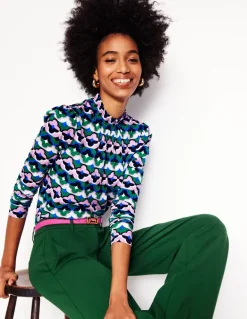 Smocked Neck Printed Top-Rich Emerald, Lucky Clover-Boden Online