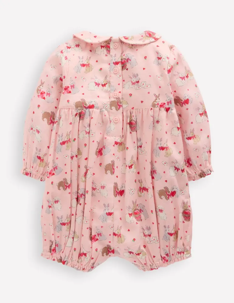Smocked Romper-Pink Love Bunnies-Boden Fashion