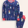 Snug Glow-In-The-Dark Pajamas-Starboard Blue Rockets-Boden Best