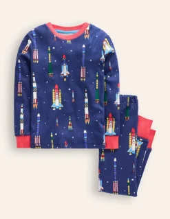 Snug Glow-In-The-Dark Pajamas-Starboard Blue Rockets-Boden Best