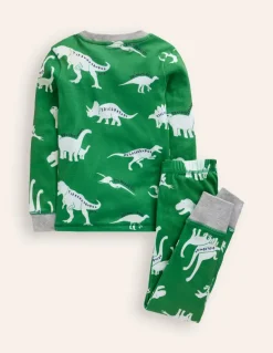 Snug Glow-In-The-Dark Pajamas-Highland Green Dino-Boden Store