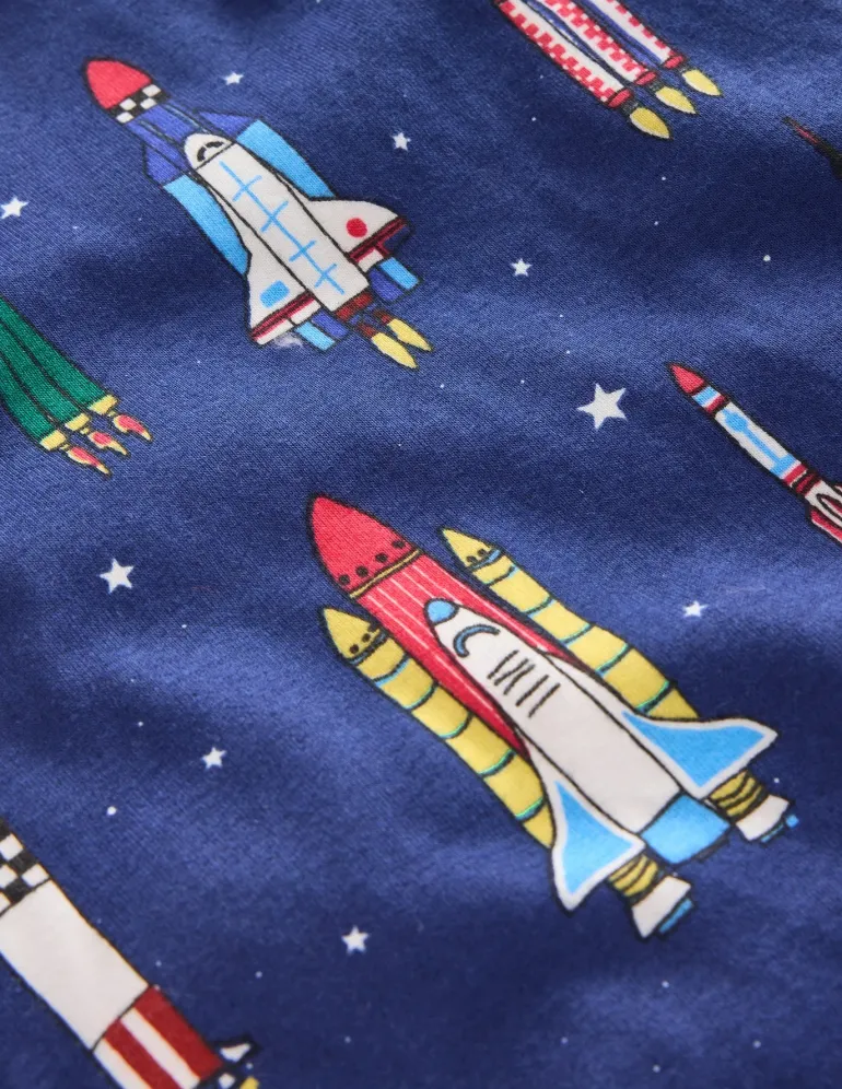 Snug Glow-In-The-Dark Pajamas-Starboard Blue Rockets-Boden Best