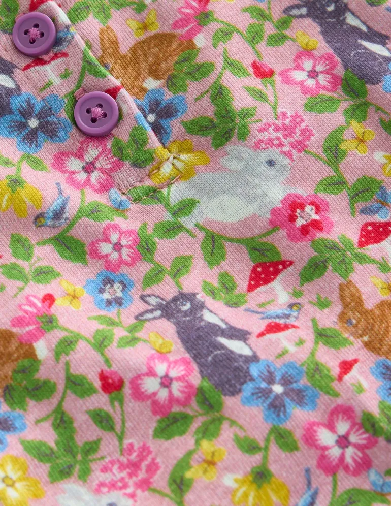 Snug Henley Pajamas-Vintage Pink Bunny Field-Boden Online