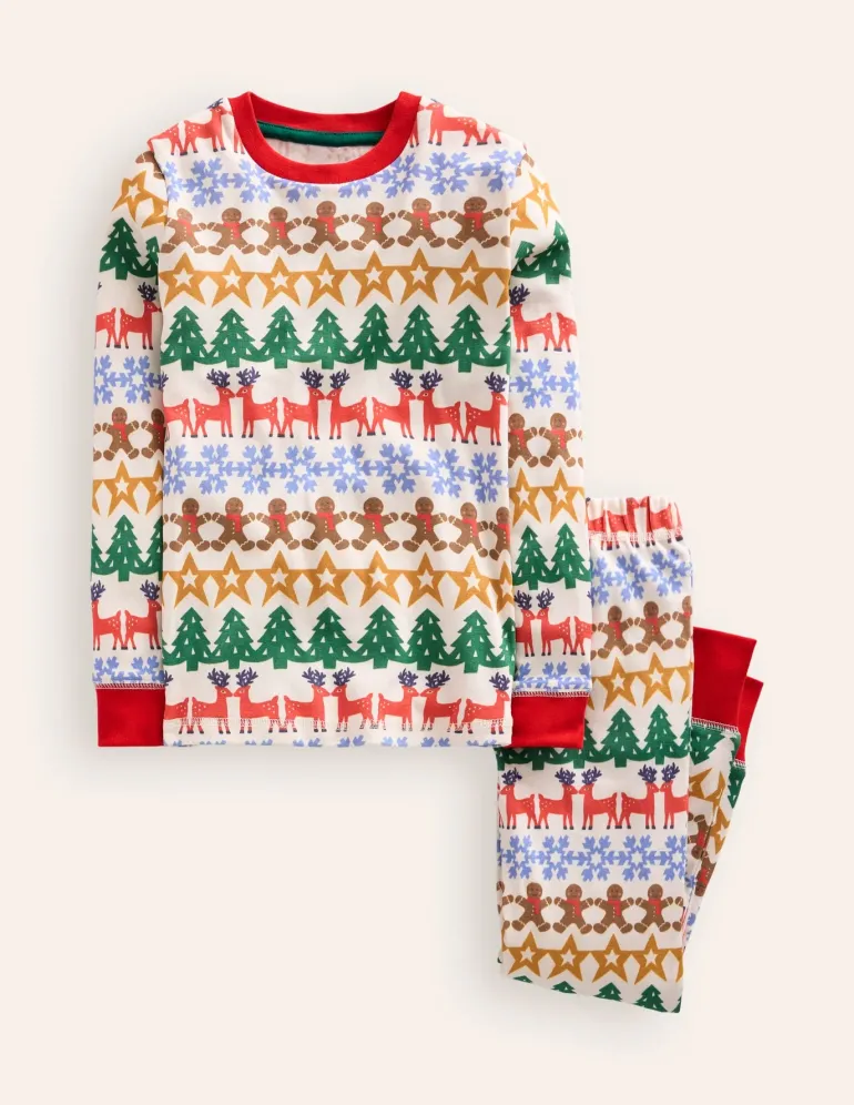 Snug Long John Pajamas-Gingerbread Fair Isle-Boden Best