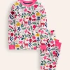 Snug Long John Pajamas-Ivory Festive-Boden Discount