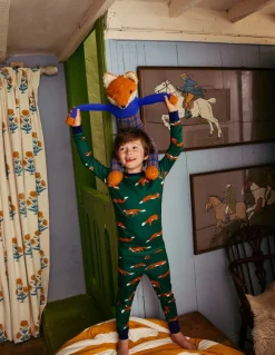 Snug Long John Pajamas-Jewel Green Foxes-Boden Cheap
