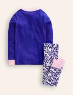 Snug Long John Pajamas-Sapphire Blue Squirrel-Boden Sale