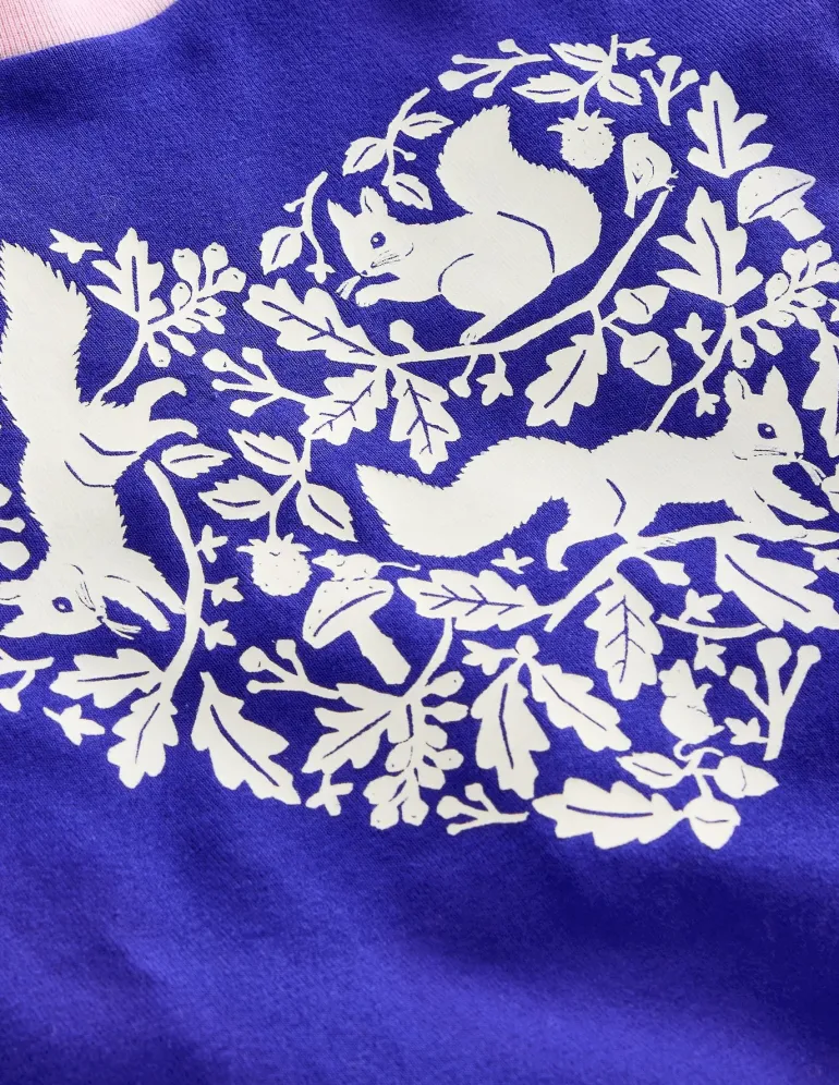 Snug Long John Pajamas-Sapphire Blue Squirrel-Boden Sale