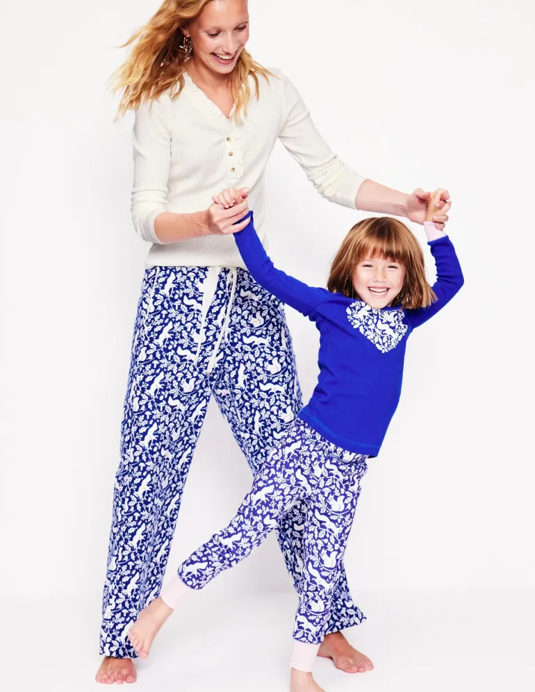 Snug Long John Pajamas-Sapphire Blue Squirrel-Boden Sale