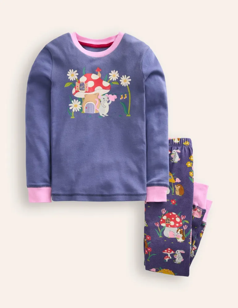 Snug Long John Pajamas-Vintage Blue Toadstool-Boden Fashion