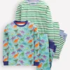Snug Twin Pack Pajamas-Blue Dinos and Green Stripe-Boden Hot