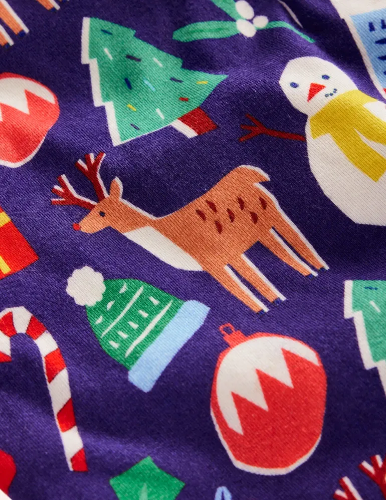 Snug Twin Pack Pajamas-Christmas Presents and Stripe-Boden Best