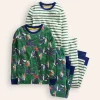 Snug Twin Pack Pajamas-Green Dragon and Stripe-Boden Best Sale
