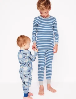 Snug Twin Pack Pyjamas-Blue Artic Animals and Stripe-Boden New