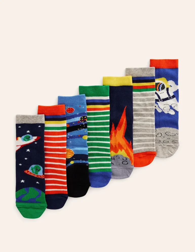 Socks 7 Pack-Multi Space-Boden Cheap