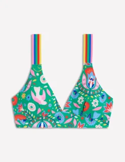 Stripe Trim Bikini Top-Green, Decorative Garden-Boden Sale