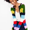 Striped Cotton-Blend Coatigan-Poppy Red, Blue Multi-Boden Best