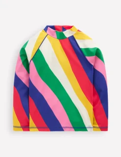 Sunsafe Patterned Rash Vest-Multi Rainbow Swirl-Boden Outlet