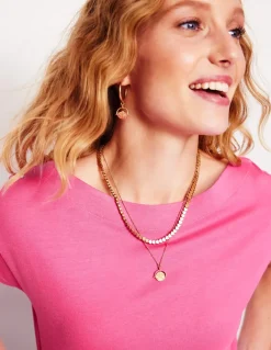Supersoft Boat Neck T-Shirt-Tickled Pink-Boden Sale
