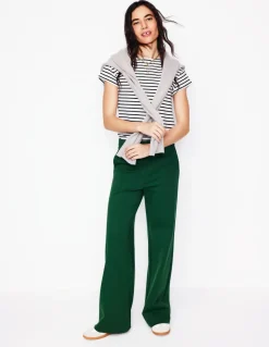 Supersoft Boat Neck T-Shirt-Ivory, Navy Stripe-Boden Hot