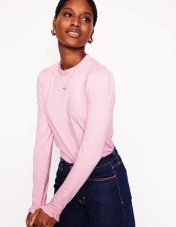 Supersoft Frill Detail Top-Soft Lavender-Boden Clearance