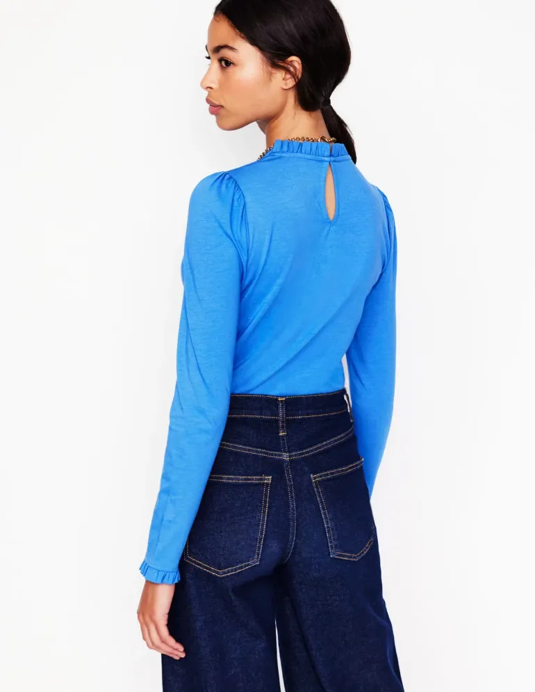 Supersoft Frill Detail Top-PALACE BLUE (18-4043 TCX)-Boden Sale