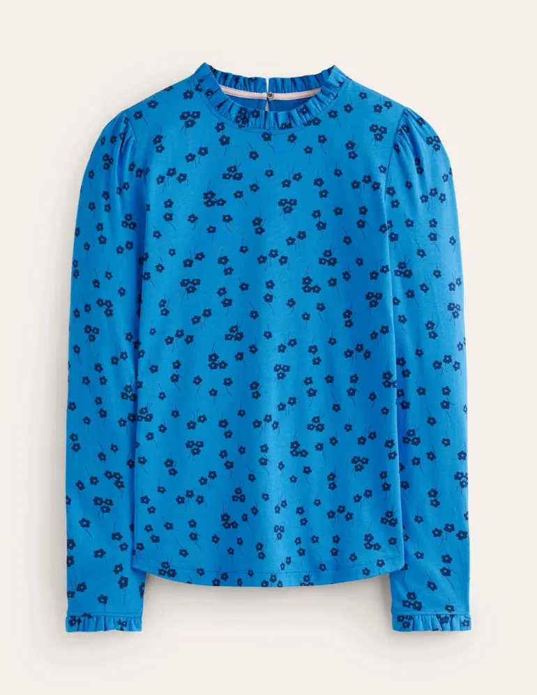 Supersoft Frill Detail Top-Kingfisher Blue , Fall Sprig-Boden Discount