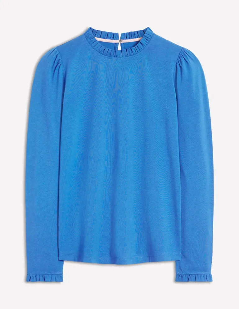 Supersoft Frill Detail Top-PALACE BLUE (18-4043 TCX)-Boden Sale