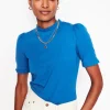 Supersoft Frill Detail T-shirt-Gallery Blue-Boden Outlet