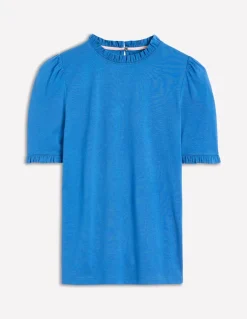 Supersoft Frill Detail T-shirt-Gallery Blue-Boden Outlet