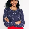 Supersoft Long Sleeve Top-French Navy, Sparse Spot-Boden Hot
