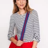 Supersoft Long Sleeve Top-Ivory, Navy-Boden Cheap