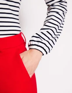 Supersoft Long Sleeve Top-Ivory, Navy-Boden Cheap