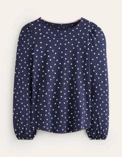 Supersoft Long Sleeve Top-French Navy, Sparse Spot-Boden Hot