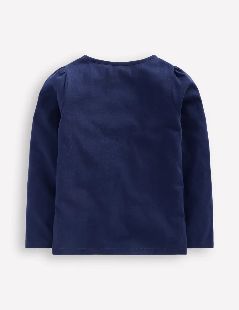 Superstitch Puff Sleeve Top-Starboard Blue Unicorns-Boden Fashion