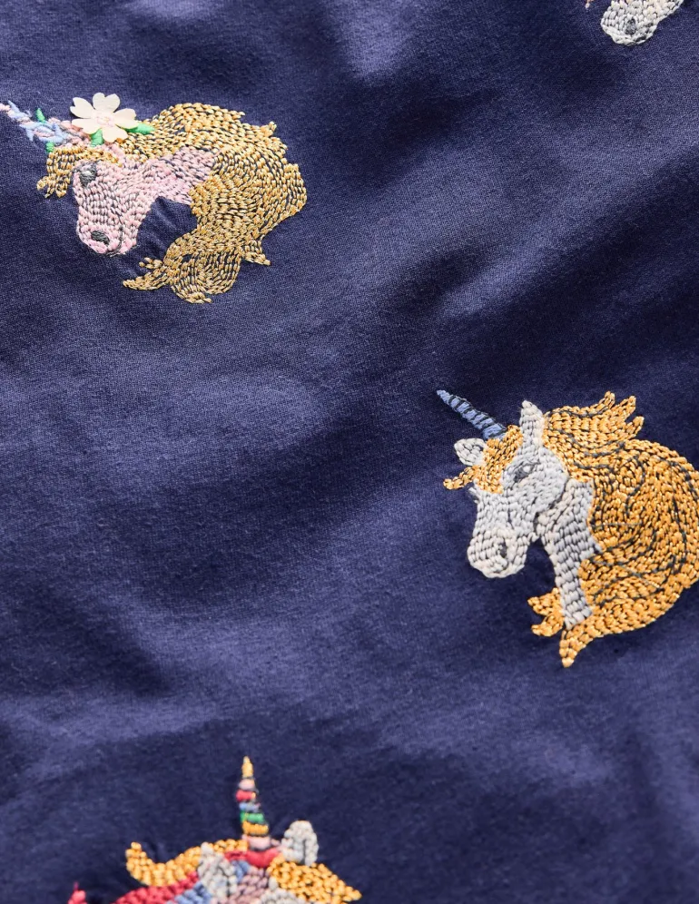 Superstitch Puff Sleeve Top-Starboard Blue Unicorns-Boden Fashion