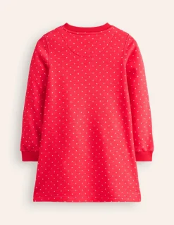 Sweatshirt Appliqué Dress-Rose Pink Pin Spot Animals-Boden Discount