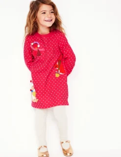 Sweatshirt Appliqué Dress-Rose Pink Pin Spot Animals-Boden Discount