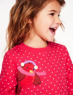 Sweatshirt Appliqué Dress-Rose Pink Pin Spot Animals-Boden Discount