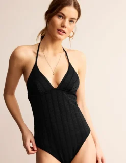Symi String Swimsuit-Black Floral Texture-Boden Store