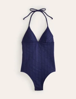 Symi String Swimsuit-Navy Floral Texture-Boden Shop