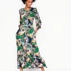 Tabitha Tiered Jersey Dress-Green, Botanical Paisley-Boden Best Sale