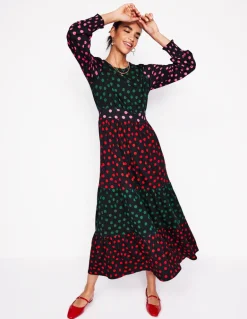 Tabitha Tiered Jersey Dress-Multi, Abstract Dot-Boden Best