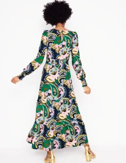 Tabitha Tiered Jersey Dress-Green, Botanical Paisley-Boden Best Sale