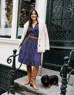Tiered Jersey Shirt Dress-Navy, Paisley Bud Variation-Boden Online