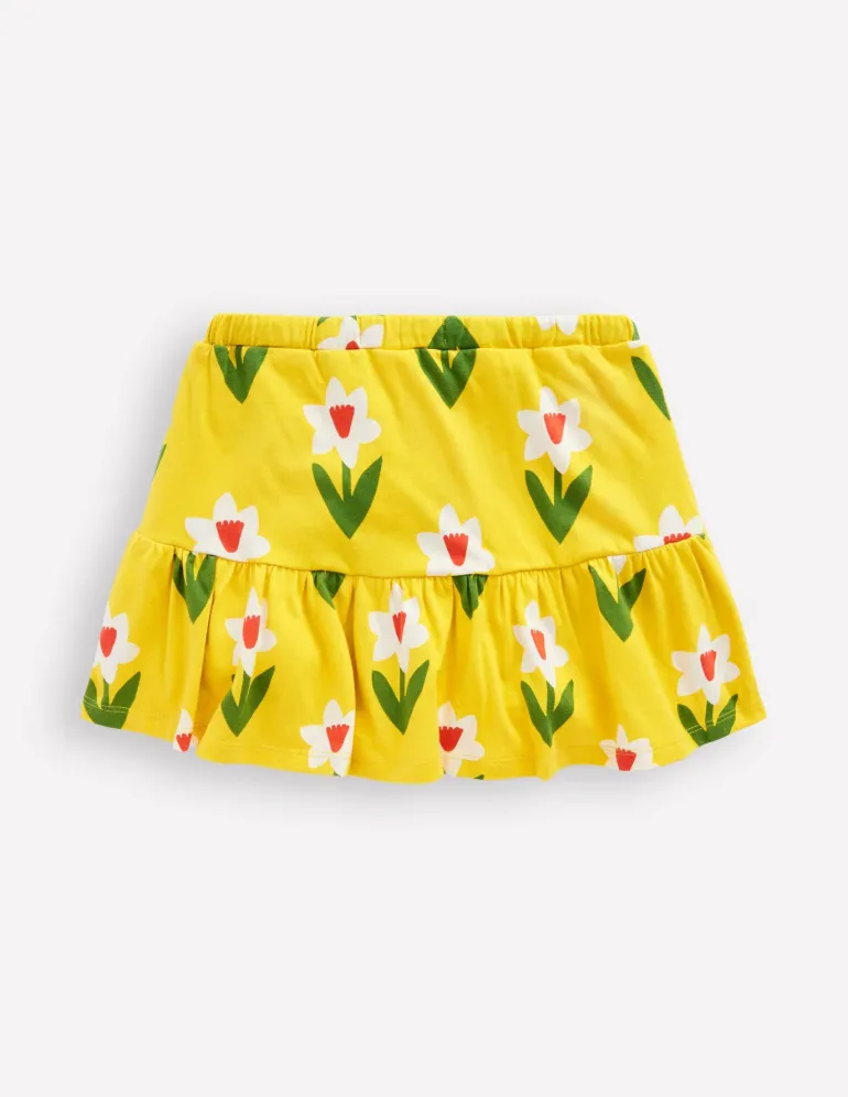 Tiered Jersey Skort-Tropical Yellow Daffodil-Boden Store