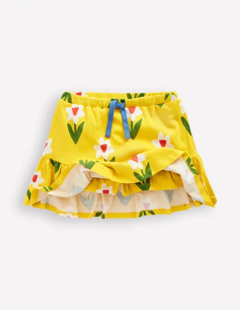 Tiered Jersey Skort-Tropical Yellow Daffodil-Boden Store