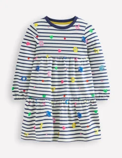 Tiered Sweatshirt Dress-Navy/ Ivory Stripe-Boden Best
