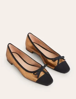Toe Cap Ballet Flat-Bronze Metallic Leather-Boden Cheap