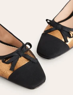 Toe Cap Ballet Flat-Bronze Metallic Leather-Boden Cheap
